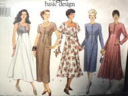 1338 EZ VOGUE SLEEVES/ COLLAR OR NOT EMPIRE FLARE DRESS PATTERN 6-10 uncut   PLUS 12